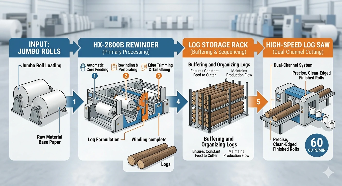Full-Automatic Toilet Paper Making Machine Production Workflow